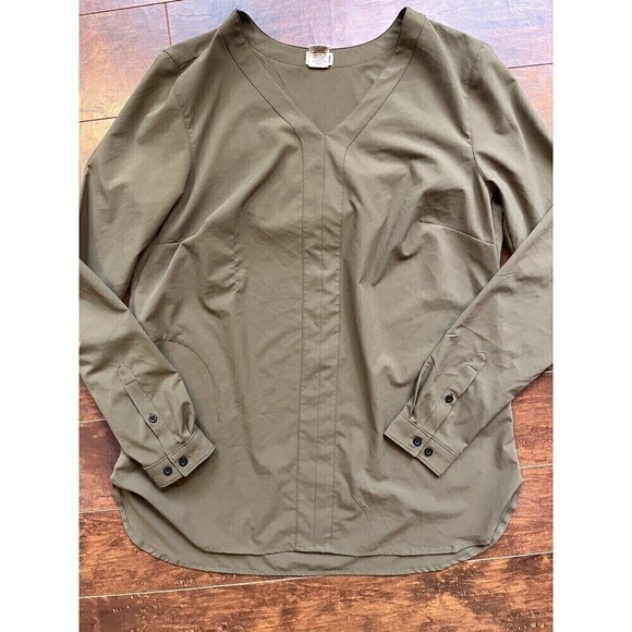 Duluth Trading Co. Non Stop Woven Tunic Top In Deep Olive Green Size M - Picture 1 of 5